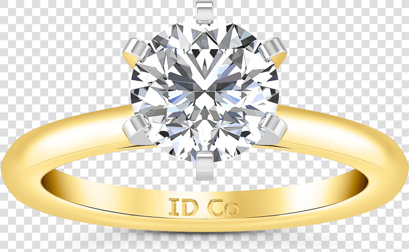 Yellow Gold 6 Prong Solitaire Engagement Ring  HD Png DownloadTransparent PNG