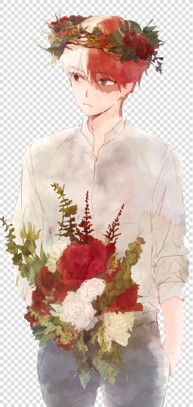 Todoroki Shouto Flowers   Png Download   Todoroki With A Flower Crown  Transparent PngTransparent PNG