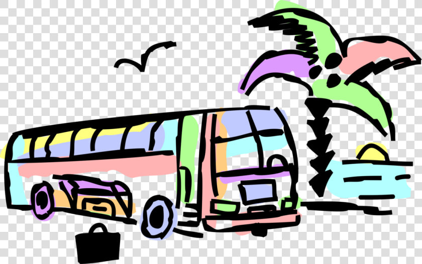 Vector Illustration Of Intercity Greyhound Passenger   Bus And Beach Png  Transparent PngTransparent PNG