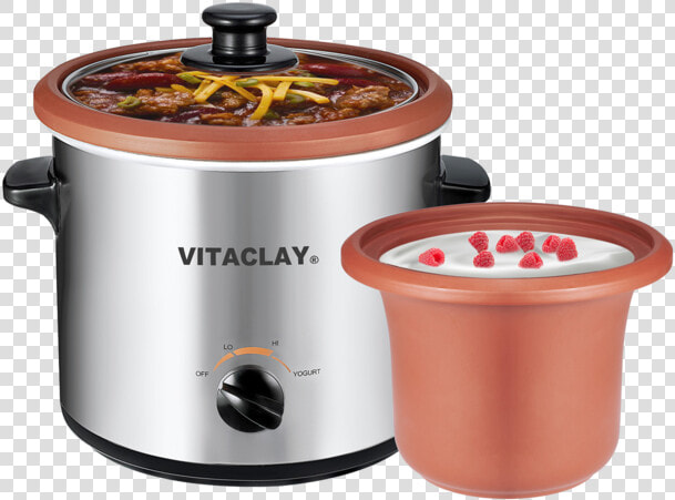 Vitaclay Vs7600 2c 2 In 1 Organic Slow Cooker And Yogurt   Yogurt Maker Alat  HD Png DownloadTransparent PNG