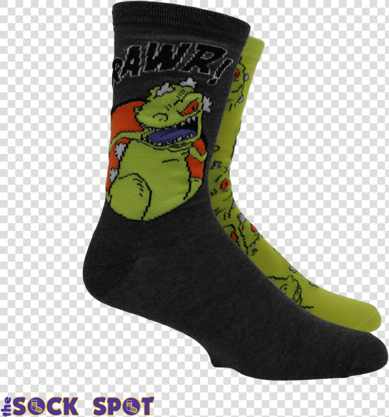 2 Pair Pack Nickelodeon Rugrats Reptar Socks   Sock  HD Png DownloadTransparent PNG