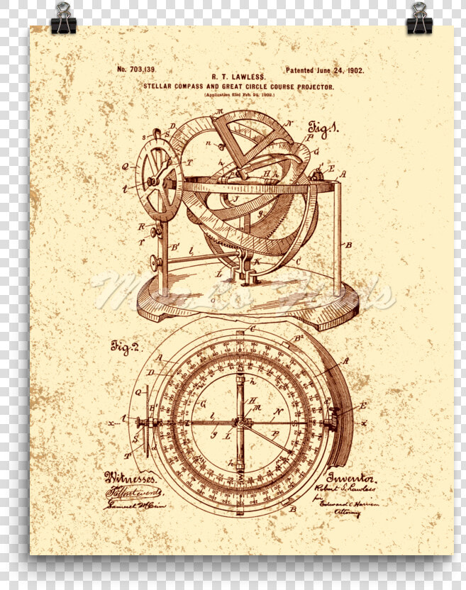 Compass 1903 Vintage Nautical Navigation Patent Art  HD Png DownloadTransparent PNG