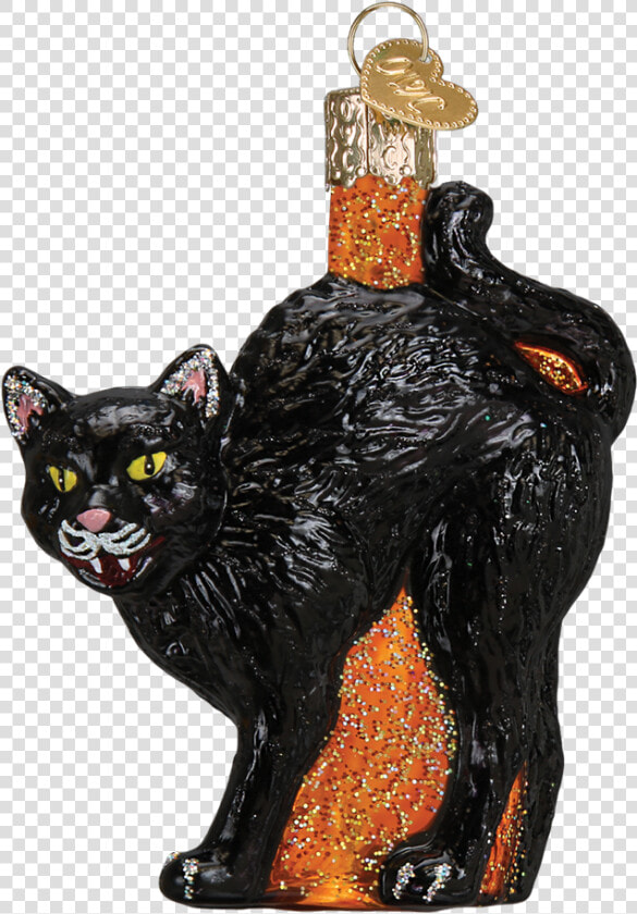 Glass Scaredy Cat Ornaments For Halloween   Cat Halloween Ornaments  HD Png DownloadTransparent PNG