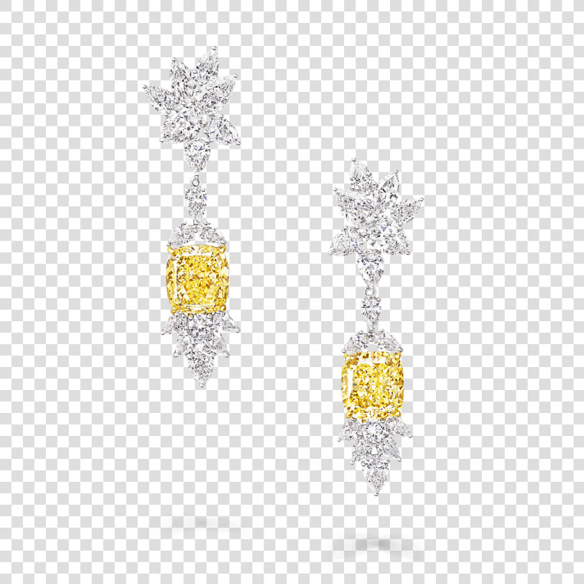 Graff Yellow Diamond High Jewellery A Yellow And White   Earrings  HD Png DownloadTransparent PNG