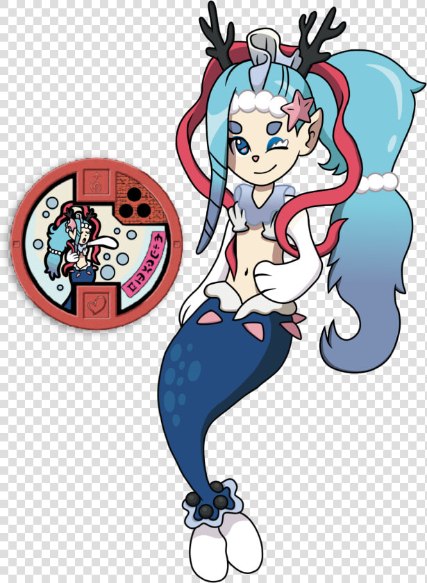 Yo Motion Yo Kai Watch Series 2 Pittapatt Yokai Medal   Mermother  HD Png DownloadTransparent PNG