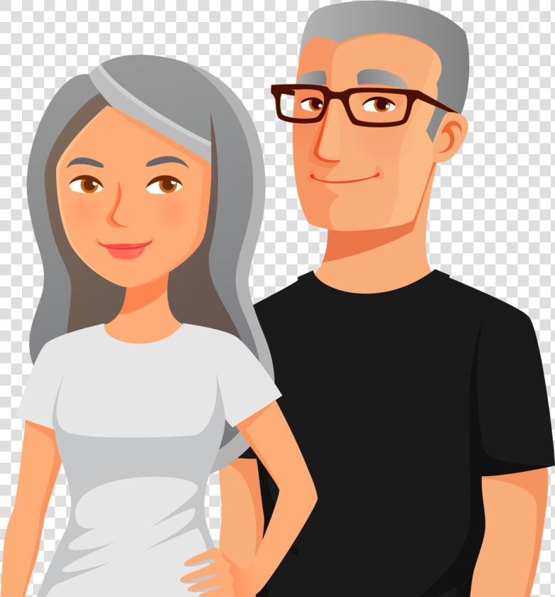 Transparent Old Couple Png   Cartoon Of A Older Couple  Png DownloadTransparent PNG