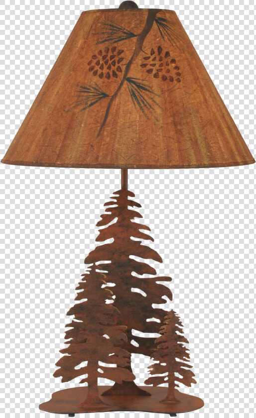 Rust 3 Tree Table Lamp W  Pine Branch Shade   Electric Light  HD Png DownloadTransparent PNG