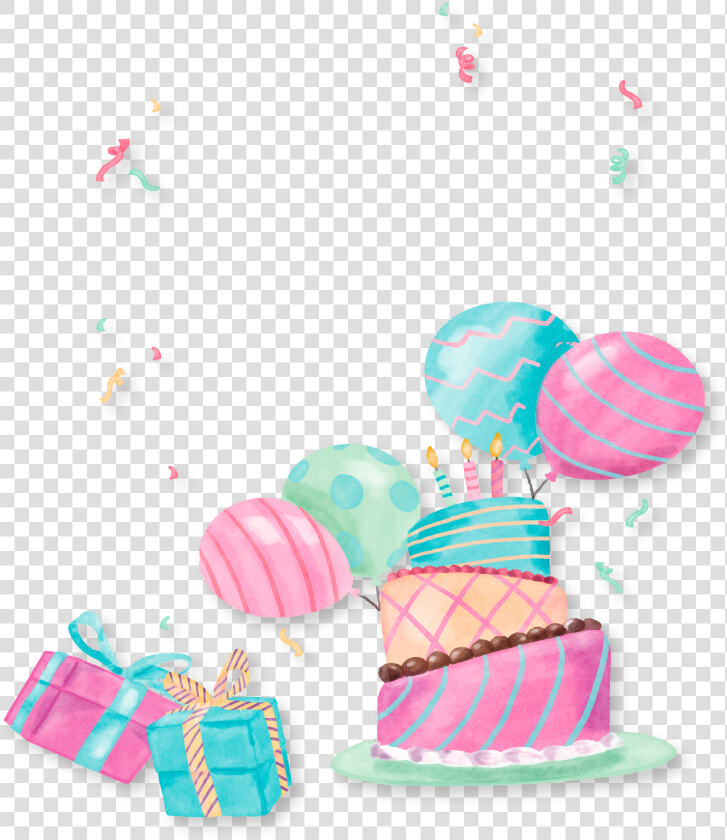 Cute Gift Birthday Cake Party Hand painted Clipart   Birthday Pastel Png  Transparent PngTransparent PNG