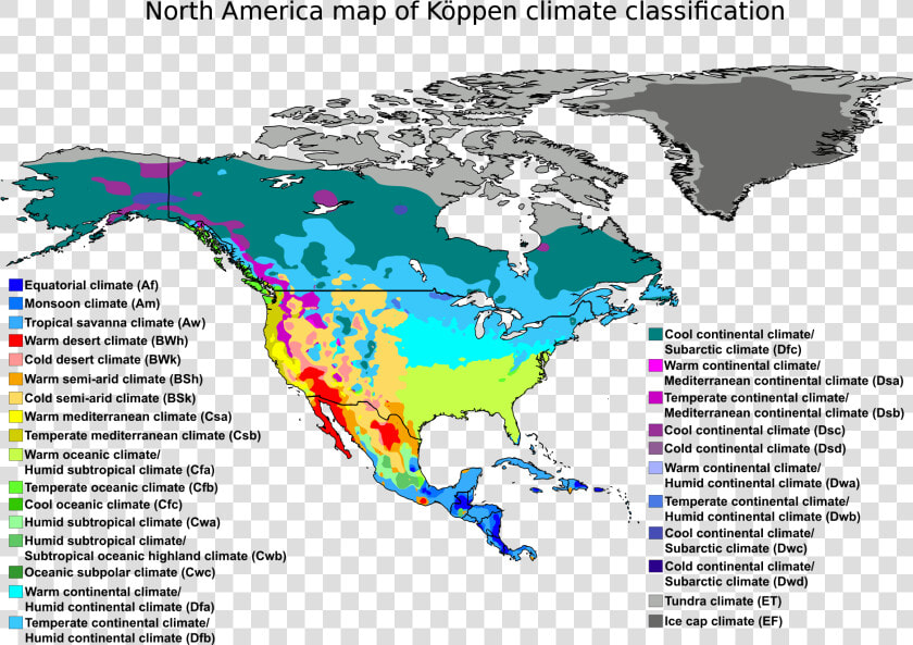 Map Of America Png   Png Download   Koppen Climate Classification North America  Transparent PngTransparent PNG