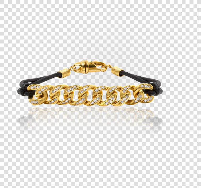 Cuban Link Leather Cord Bracelet   Bracelet  HD Png DownloadTransparent PNG