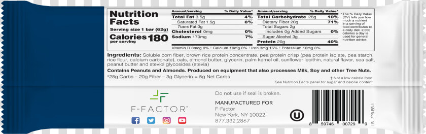 F Factor Bar Ingredients  HD Png DownloadTransparent PNG