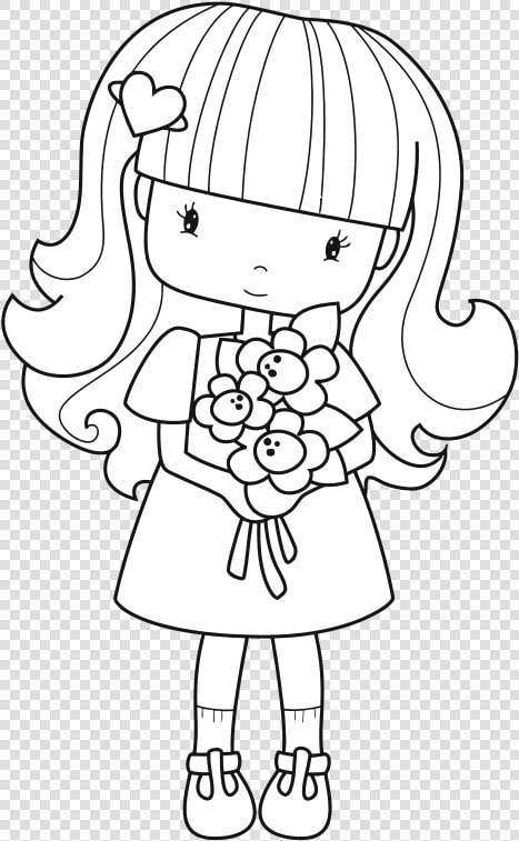 Niña Con Flores   Personas Para Colorear  HD Png DownloadTransparent PNG