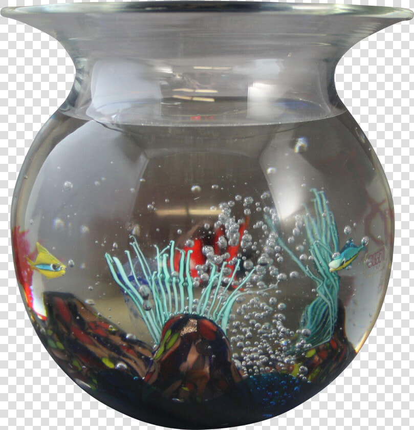 Murano Oggetti Glass Fish Bowl Or Aquarium Signed Elio   Vase  HD Png DownloadTransparent PNG