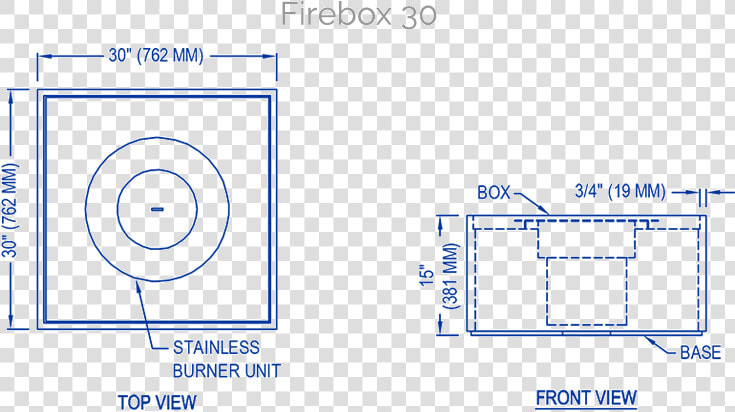 Solus Firebox Technical Drawing   Fire Pit Dimensions Mm  HD Png DownloadTransparent PNG