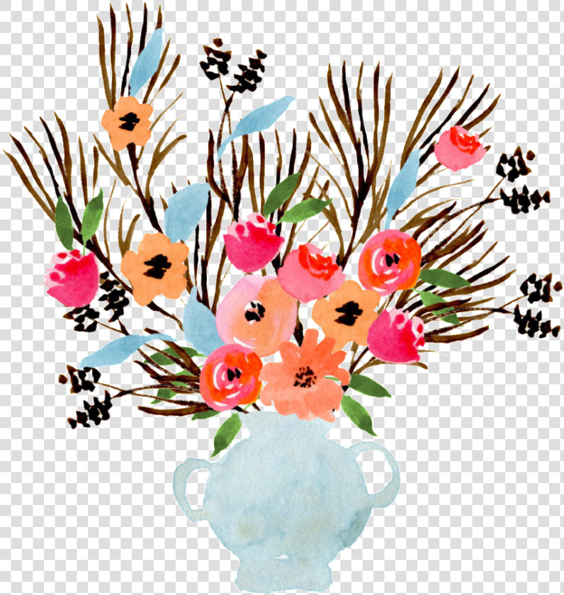 Gouache Flower Arrangement Transparent Decorative  HD Png DownloadTransparent PNG