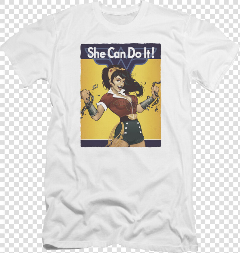 She Can Do It Wonder Woman T shirt   Wonder Woman Rosie The Riveter Costume  HD Png DownloadTransparent PNG