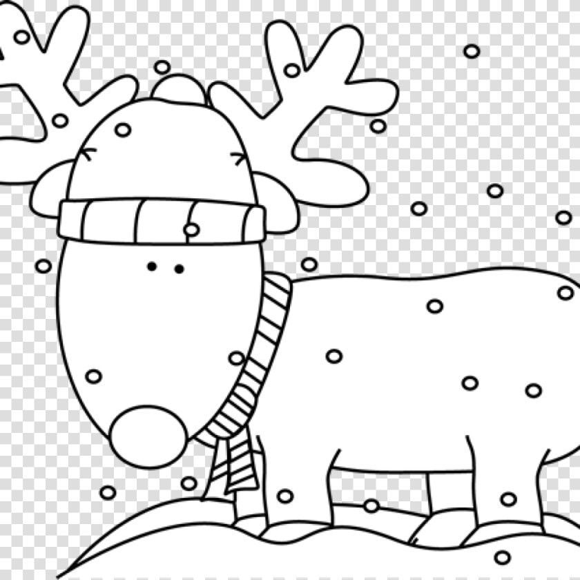 Black And White Santa   Christmas Reindeer Clipart Black And White  HD Png DownloadTransparent PNG