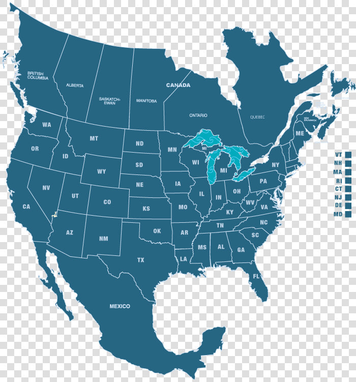 Map Of Canada Us And Mexico   North America Silhouette  HD Png DownloadTransparent PNG