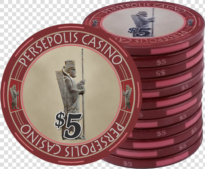 Persepolis Casino Red  5 Ceramic Poker Chip   Poker Set  HD Png DownloadTransparent PNG