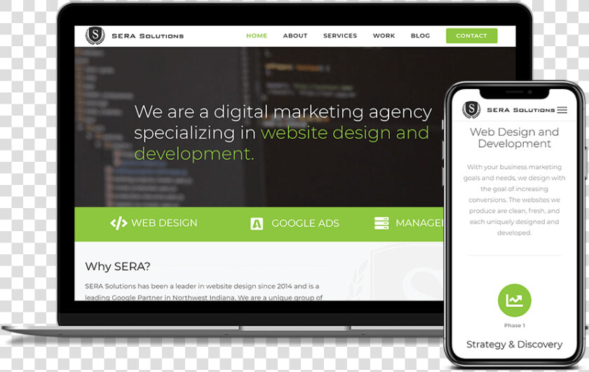 Laptop And Mobile Phone View Of Sera Solutions Website   Laptop And Mobile View Design Website  HD Png DownloadTransparent PNG