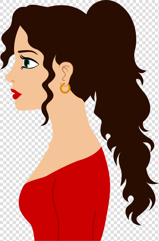 Pleasant Female Face Clip Art Medium Size   Curl Hair Clip Art  HD Png DownloadTransparent PNG