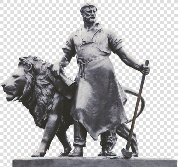 Statue  Lion  Blacksmith  Monument  Hammer  Old  Bronze   Blacksmith And Lion Sculpture  HD Png DownloadTransparent PNG