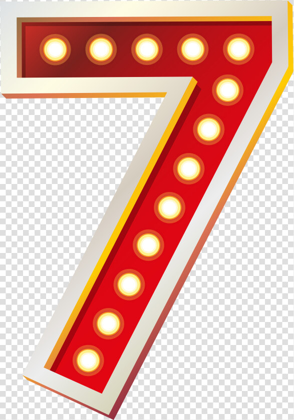 Red Number Seven With Lights Png Clip Art Image   Number Seven Clip Art  Transparent PngTransparent PNG