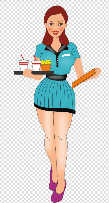 Retro Clipart Waitress   Cartoon Waitress  HD Png DownloadTransparent PNG