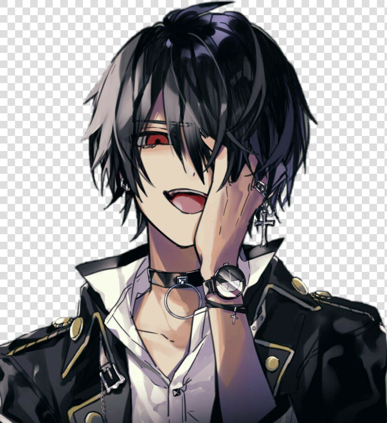  anime  animeboy  goth  gothicstyle  redeyes  laughing   Dark Aesthetic Anime Boy  HD Png DownloadTransparent PNG