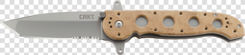 14zsf Desert Tanto With Triple Point™ Serrations   Crkt Wood Grain Knife  HD Png DownloadTransparent PNG