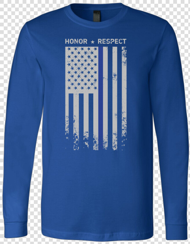 Threadrock Honor Respect Thin Blue Line Flag Flowy   Long sleeved T shirt  HD Png DownloadTransparent PNG