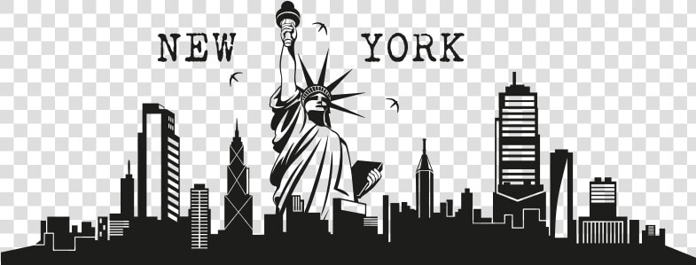 Skyline Drawing Pencil Silhouette Sketch   Stencil New York Skyline Silhouette  HD Png DownloadTransparent PNG