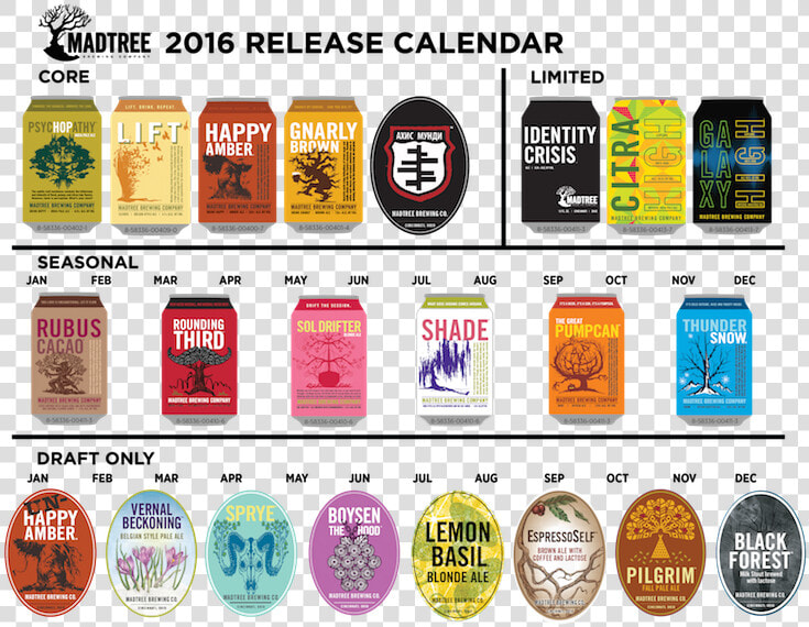 2016 Craft Beer Release Calendars  archive    Madtree Beers  HD Png DownloadTransparent PNG