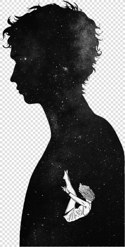  universe  galaxy  blackandwhite  fall  tumblr   Transparent Silhouette Tumblr Black  amp  White  HD Png DownloadTransparent PNG