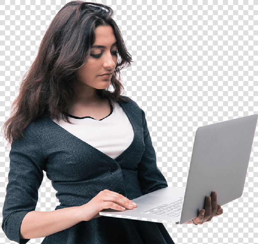 Lady Contacting E gmat Support On Her Laptop lt br   Indian Girl With Laptop Png  Transparent PngTransparent PNG