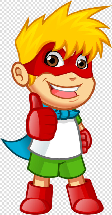 Superhero Boy Standing With Hands On Hips And Thumbs up   Thumbs Up Superhero Clipart  HD Png DownloadTransparent PNG