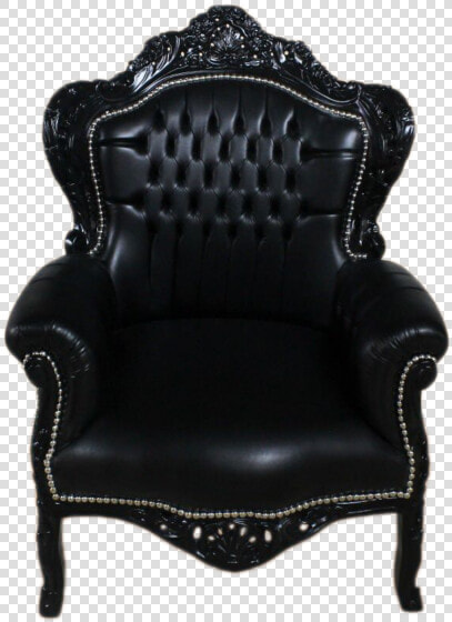 Big Baroque Armchair Black Frame  Black Leather   Armchair Black  HD Png DownloadTransparent PNG