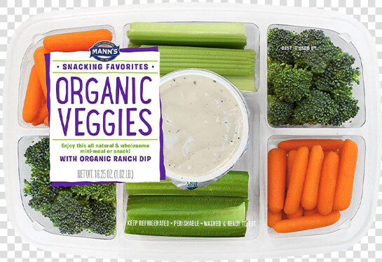 Mann S Organic Veggie Tray   Ranch Dip With Vegetables  HD Png DownloadTransparent PNG