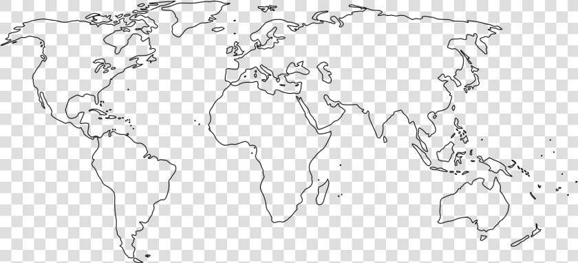 Simplified Blank World Map Without Antartica   World Map For Practice  HD Png DownloadTransparent PNG