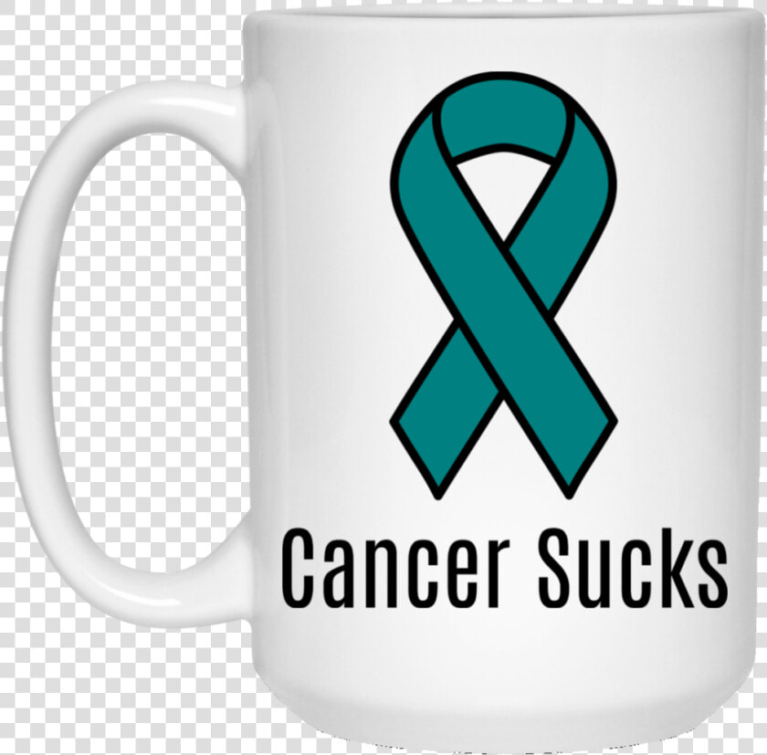 Cancer Sucks Teal Ribbon Ovarian Cancer Awareness   Cervical Cancer Ribbon Png  Transparent PngTransparent PNG