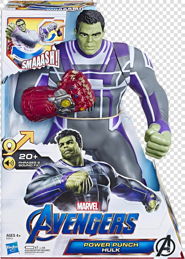 Power Punch Hulk 10” Action Figure With Sound Fx   Avengers Endgame Power Punch Hulk  HD Png DownloadTransparent PNG