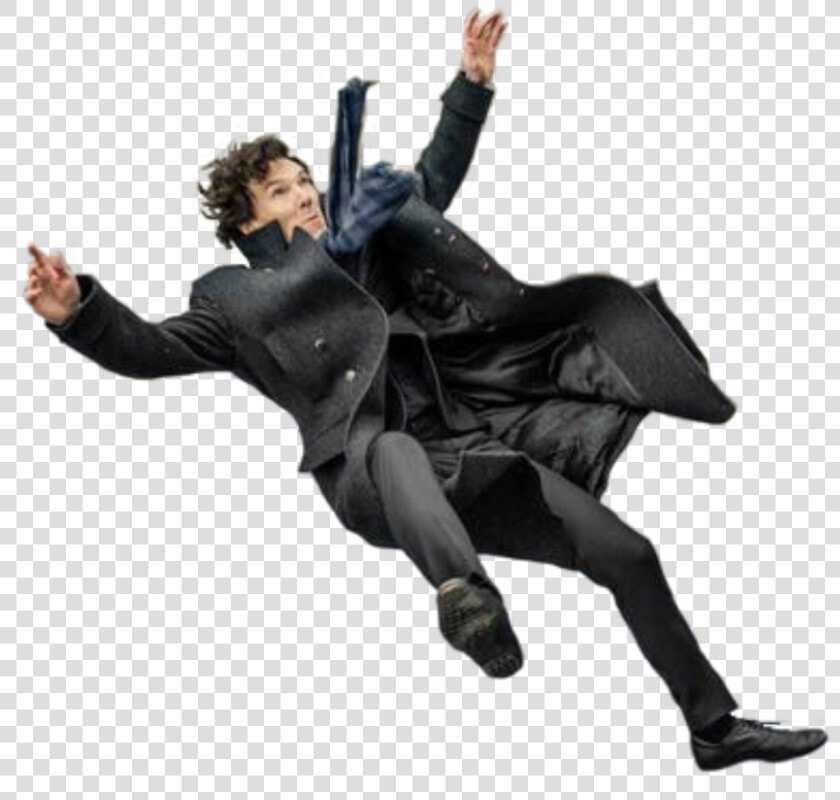  black  man  falling  wearing  coat  shoes   Sherlock Falling  HD Png DownloadTransparent PNG