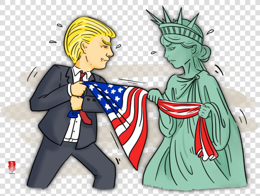 Conflict Clipart Tug War   Cartoon The Statue Of Liberty  HD Png DownloadTransparent PNG