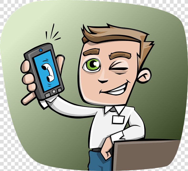 Guy  Phone  Smartphone  Wink  Holding A Phone  Smiling   Cartoon Mobile Boys Png  Transparent PngTransparent PNG