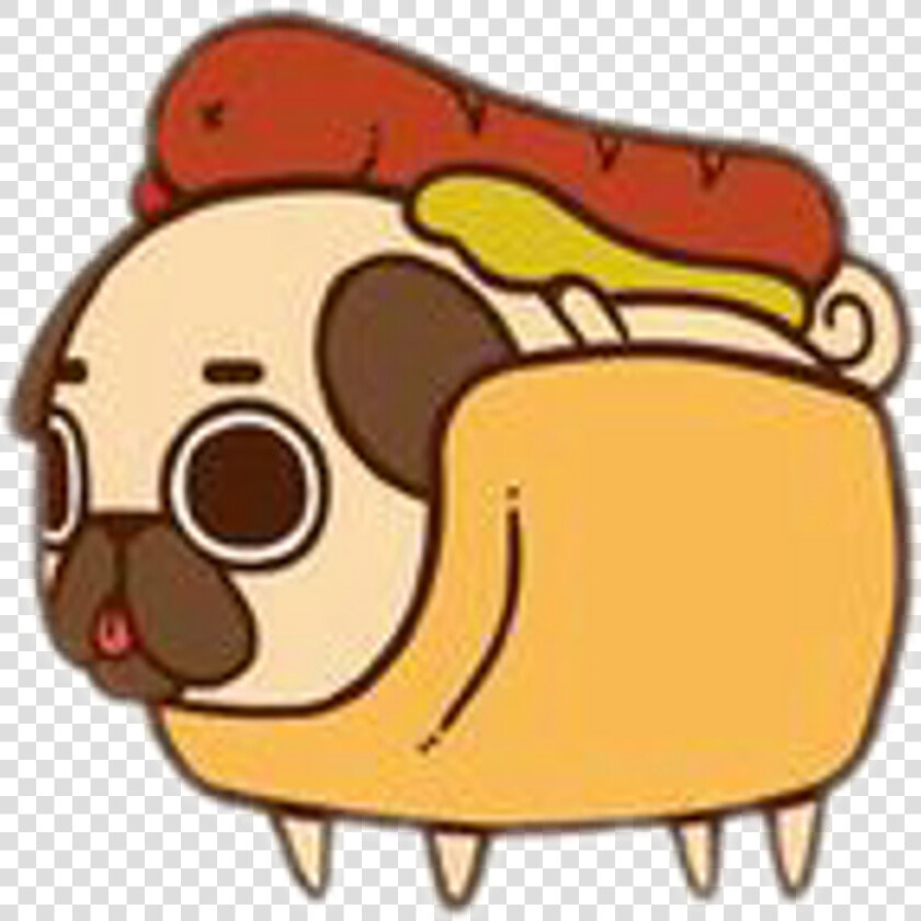 Freetoedit Pug Cute Food Hotdog Sausage Fastfood   Kawaii Pug  HD Png DownloadTransparent PNG