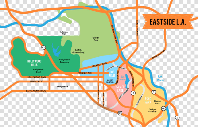 Hollywood Hills East   Eastside Los Angeles Map  HD Png DownloadTransparent PNG