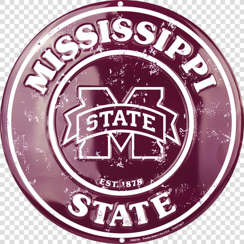 Mississippi State Embossed Metal Circular Sign   Mississippi State University  HD Png DownloadTransparent PNG