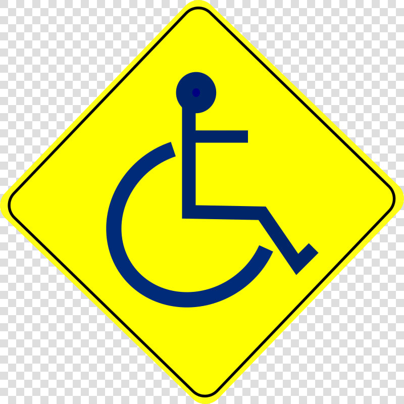 Wheelchair Caution Sign Blue   Caution Wheelchair Sign  HD Png DownloadTransparent PNG