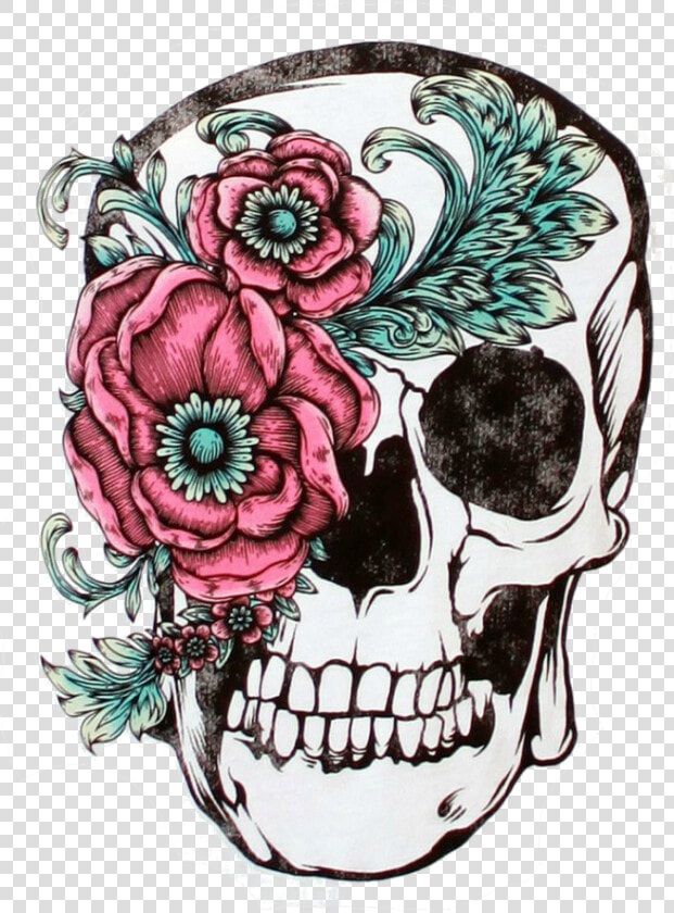 Calavera Flower Sleeve Skull Tattoo Free Clipart Hd   Day Of The Dead Flowers Drawings  HD Png DownloadTransparent PNG