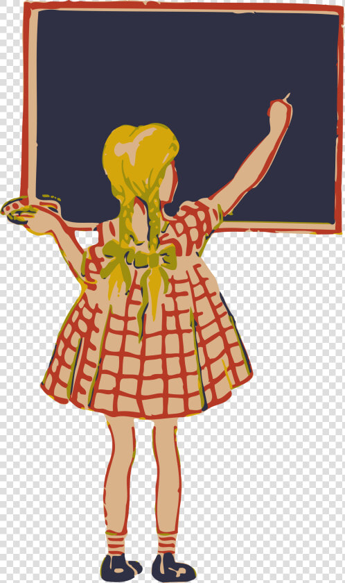 Fashion Arts   Girl On The Blackboard Clipart Black And White  HD Png DownloadTransparent PNG